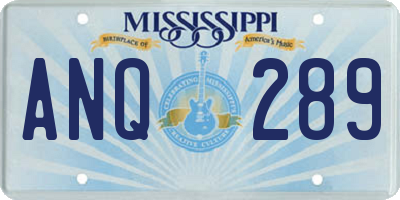 MS license plate ANQ289