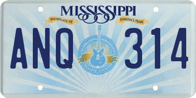 MS license plate ANQ314