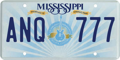 MS license plate ANQ777
