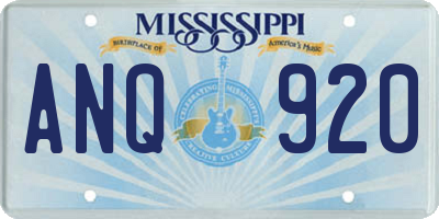 MS license plate ANQ920