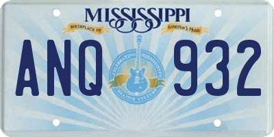 MS license plate ANQ932