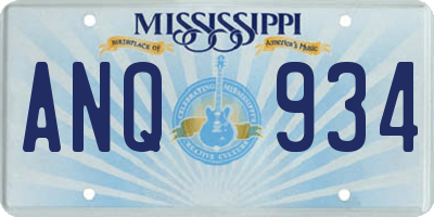 MS license plate ANQ934