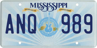 MS license plate ANQ989