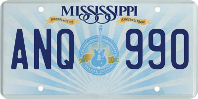 MS license plate ANQ990
