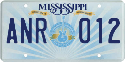 MS license plate ANR012