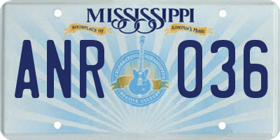 MS license plate ANR036