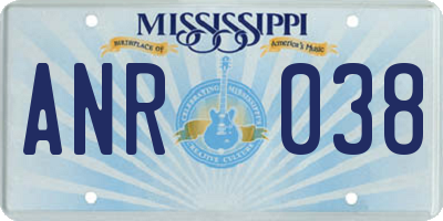 MS license plate ANR038
