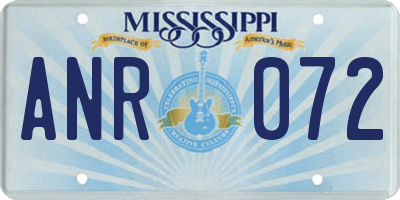 MS license plate ANR072
