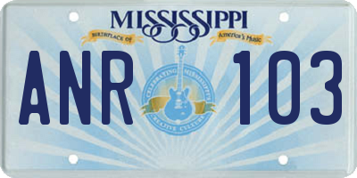 MS license plate ANR103