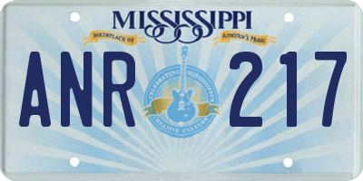 MS license plate ANR217