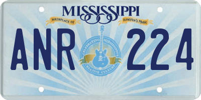 MS license plate ANR224