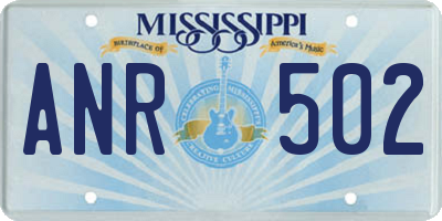 MS license plate ANR502