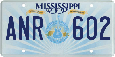 MS license plate ANR602