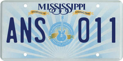 MS license plate ANS011