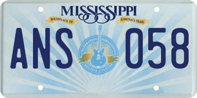 MS license plate ANS058