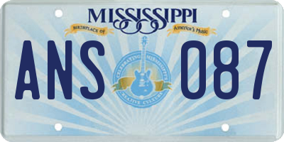 MS license plate ANS087