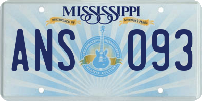 MS license plate ANS093