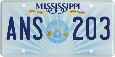 MS license plate ANS203