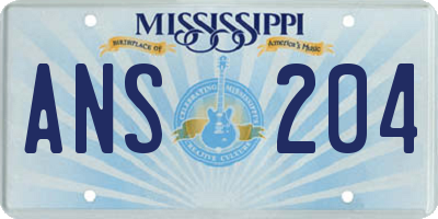MS license plate ANS204