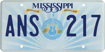 MS license plate ANS217