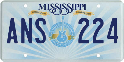 MS license plate ANS224