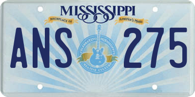 MS license plate ANS275