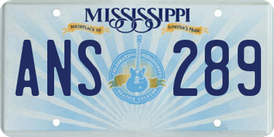 MS license plate ANS289