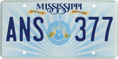 MS license plate ANS377