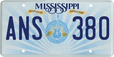 MS license plate ANS380