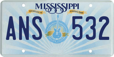 MS license plate ANS532