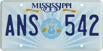 MS license plate ANS542