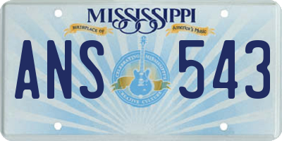 MS license plate ANS543