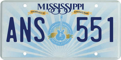 MS license plate ANS551