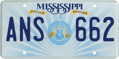 MS license plate ANS662