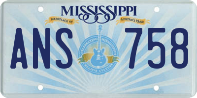 MS license plate ANS758