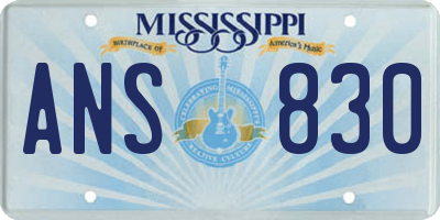 MS license plate ANS830