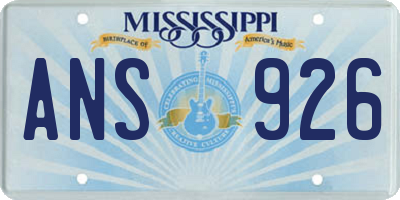 MS license plate ANS926