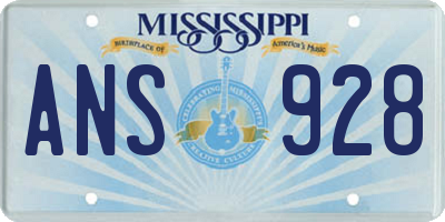 MS license plate ANS928
