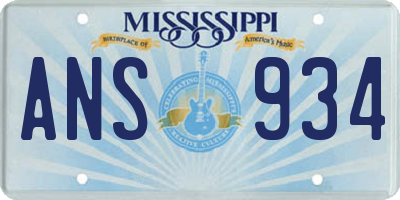 MS license plate ANS934