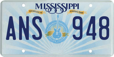 MS license plate ANS948