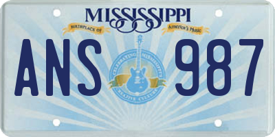 MS license plate ANS987