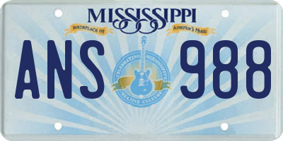 MS license plate ANS988