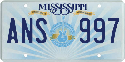 MS license plate ANS997