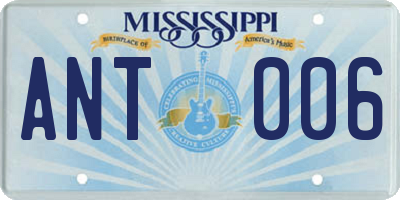 MS license plate ANT006