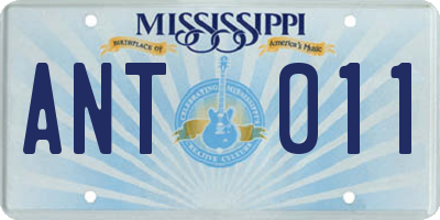 MS license plate ANT011