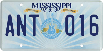MS license plate ANT016