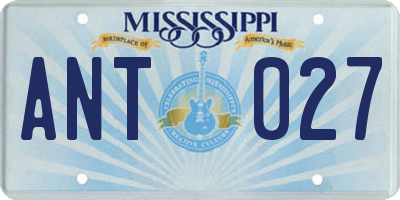 MS license plate ANT027