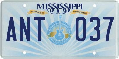 MS license plate ANT037