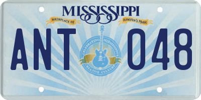 MS license plate ANT048