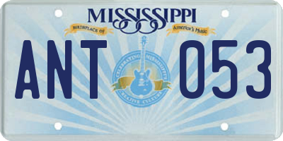 MS license plate ANT053